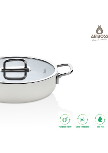 Sera Nova Seramik Yanmaz Yapışmaz Basık Tencere 30 cm – Beyaz modelleri