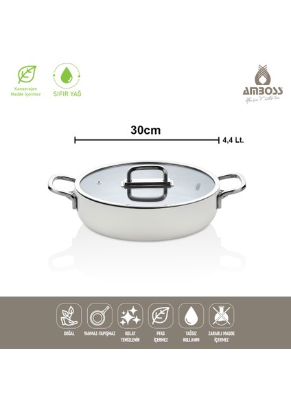 Sera Nova Seramik Yanmaz Yapışmaz Basık Tencere 30 cm – Beyaz fırsatları