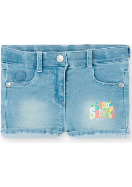 Good Summer Baskılı Kız Çocuk Çocuk Denim Şort