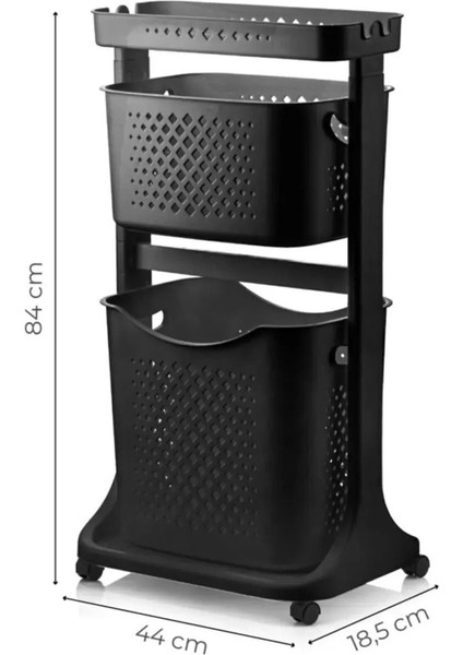 TP748 2 Katlı Tekerlekli Sepet Organizer – Çok Amaçlı Düzenleyici