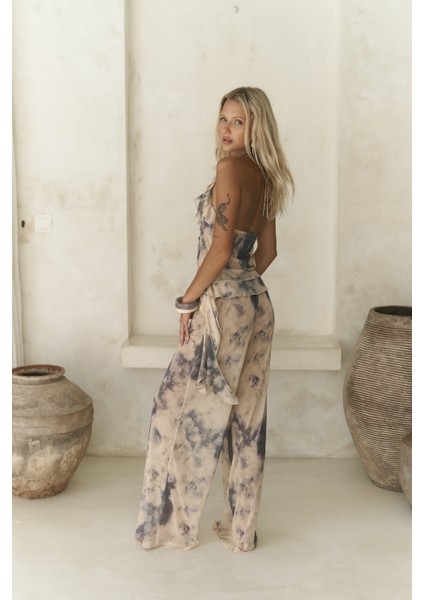Sulliven Fırfır Detay Sarı Crop Pantolon Takım