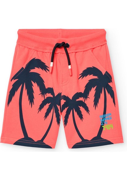 Palmiye Baskılı Erkek Çocuk Çocuk Şort