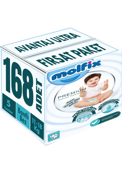 Premium Bebek Bezi Beden:5 (11-18KG) Junior 168 Adet Avantaj Ultra Fırsat Pk