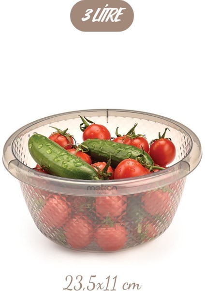 Badya, Bulaşık Leğeni, Hamur Mayalama Kabı, Karıştırma Kasesi, Çok Amaçlı Badya 3 Litre Füme