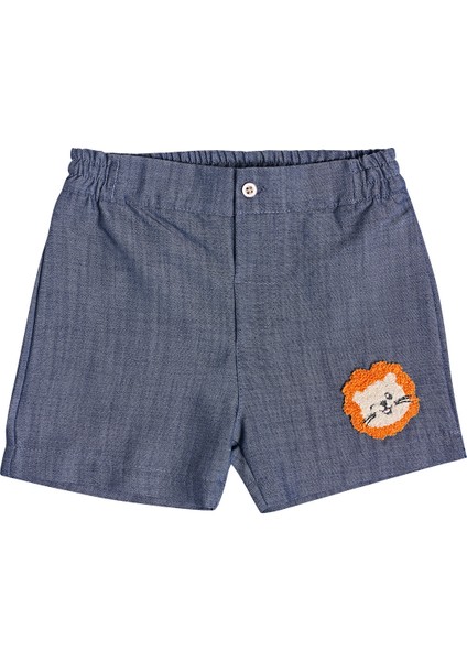 Nakış Detaylı Erkek Çocuk Bebek Şort Mavi fiyatları