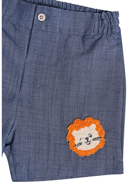 Nakış Detaylı Erkek Çocuk Bebek Şort Mavi fırsatları