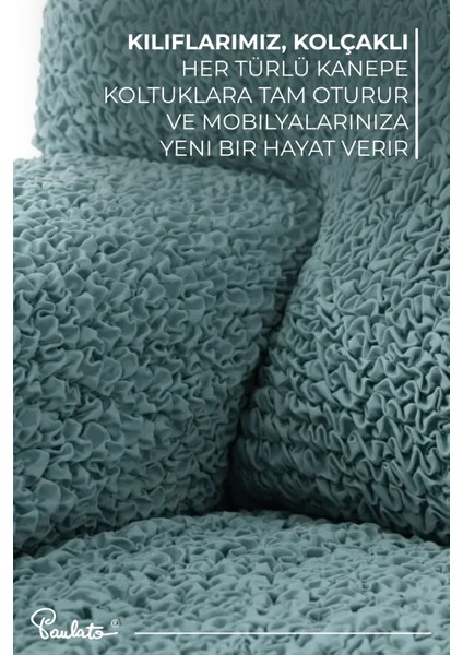 Lastikli Esnek ve Yıkanabilir 2 Kişilik Koltuk Örtüsü Çekyat Kanepe Kılıfı - Turkuaz
