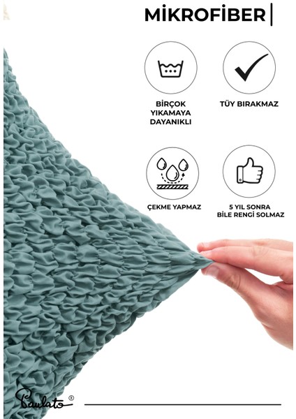 Lastikli Esnek ve Yıkanabilir 2 Kişilik Koltuk Örtüsü Çekyat Kanepe Kılıfı - Turkuaz