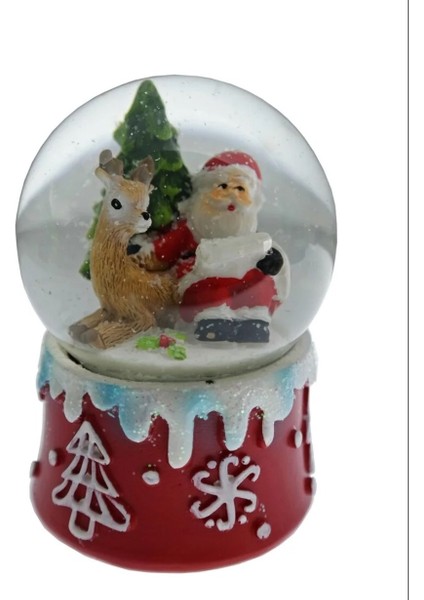 9cm Kar Küre Noel Baba Yılbaşı Çam Ağaç 1 Adet