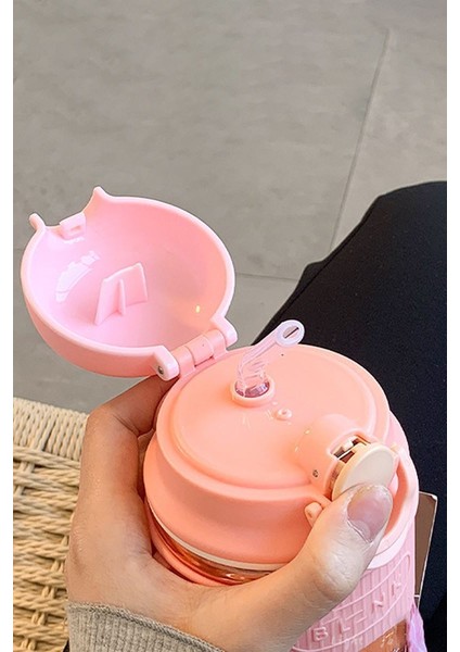 Pembe Çelik 304L 480 ml Askılı ve Pipetli Matara Suluk Cin 471 modelleri