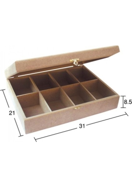 Ahşap 8 Bölmeli Saklama Kutusu
