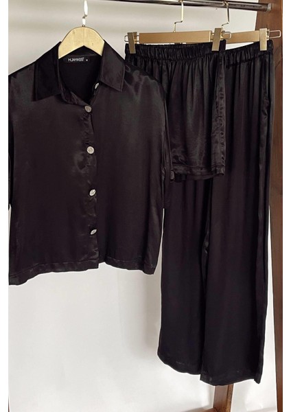 Gümüş Düğmeli Saten Pijama Seti indirimleri