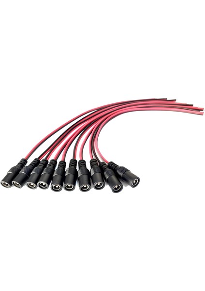 5.5x2.1 mm Dişi Dc Adaptör Kablosu 20 cm (10 Adet) – 12V Güvenlik Kamera, Cctv, LED Uyumlu