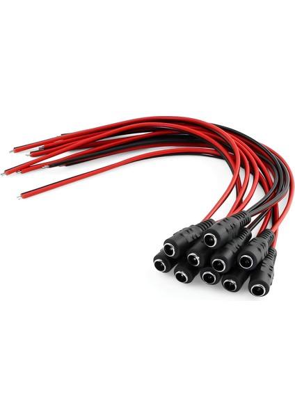 5.5x2.1 mm Dişi Dc Adaptör Kablosu 20 cm (10 Adet) – 12V Güvenlik Kamera, Cctv, LED Uyumlu