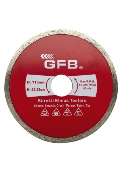 Gfb 2382 Sürekli Turbo Elmas Mermer Granit Kesici 230 mm