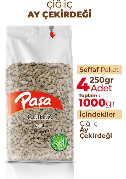 Çiğ Iç Ay Çekirdeği Şeffaf Paket 250 gr x 4 Adet (1 Kg)