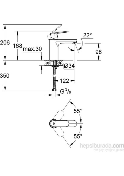 23327000 Krom Eurosmart Cosmo Lavabo Bataryası