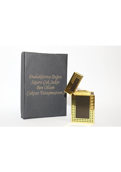 Kişiye Özel Dupont Tarz Çelik Gövde Çakmak (Gold-Siyah) YÇ1204007