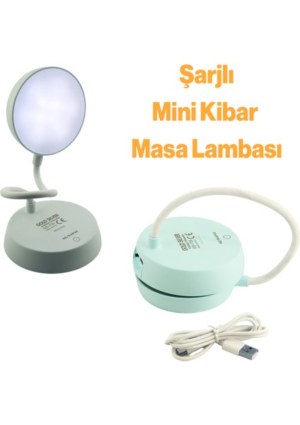 Şarjlı Akrobat 360° Masa Üstü Yeşil Renk Lamba 3 Kademe Dokunmatik Çalışma Okuma Işığı Soft Işık