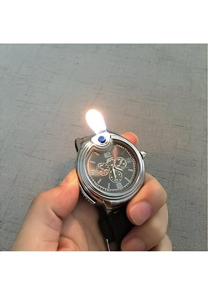 Kişiye Özel Kahverengi Saatli Çakmak Manyetolu Hem Saat Hem Çakmak