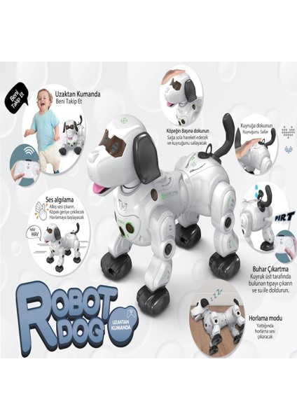 Vavardem Uzaktan Kumandalı Işıklı ve Sesli Akıllı Robot Köpek - Beyaz