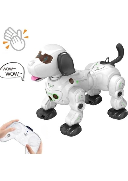 Vavardem Uzaktan Kumandalı Işıklı ve Sesli Akıllı Robot Köpek - Beyaz