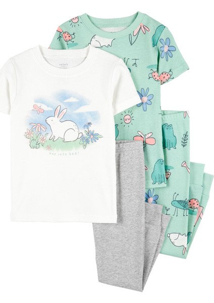 Kız Çocuk Bebek Pijama Set 4'lü Paket