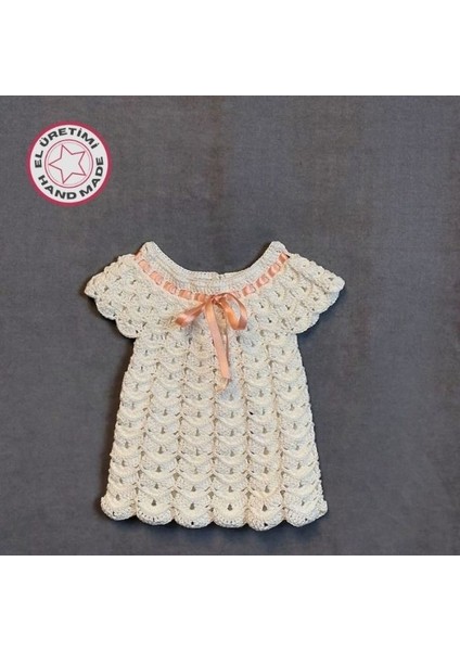 6088 El Örgüsü Koton Ip Kız Çocuk Beyaz Elbise - 6 / 9 Ay