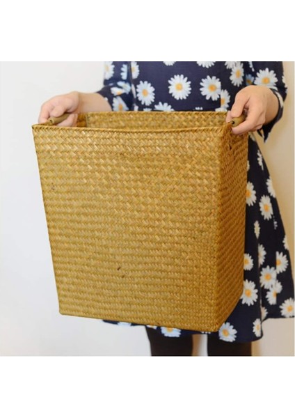 Bambu Derin Dikdörtgen Ahşap Kulplu Düzenleyici/sepet/organizer 34*23*35CM 1 Adet