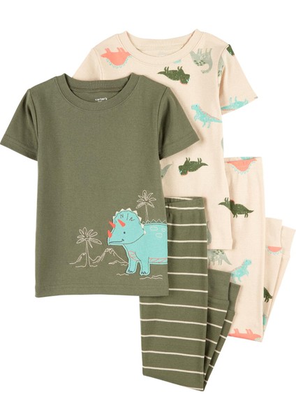 Küçük Erkek Çocuk Çocuk Pijama Set 4'lü Paket