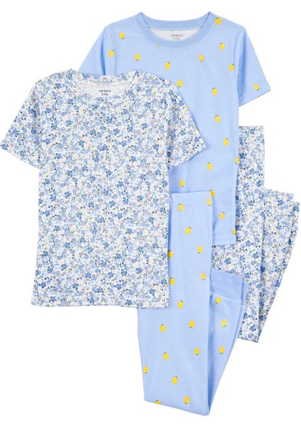 Kız Çocuk Çocuk Pijama Set 4'lü Paket