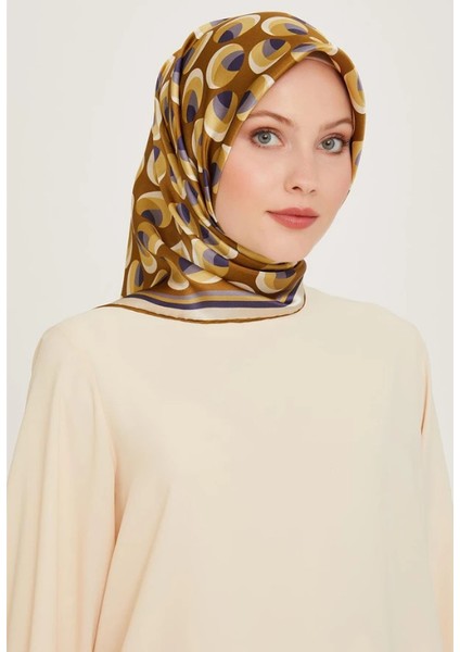 Tivil İpek Eşarp 9219 - 06 Hardal Sarı Karışık Desen