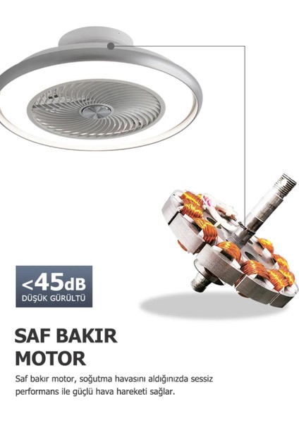 Araceli 56 cm Gümüş Renk Tavan Vantilatörü