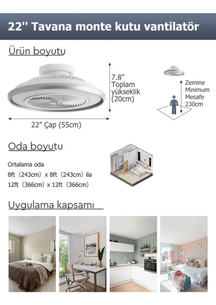 Araceli 56 cm Gümüş Renk Tavan Vantilatörü