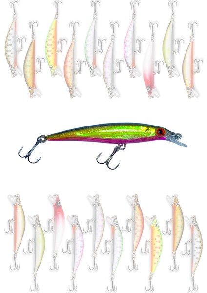 8 cm 10 gr Rapala Balık Yemi Kurşun Arkası Olta Yem Seti Karbon Çelik Iğne 5 Renk