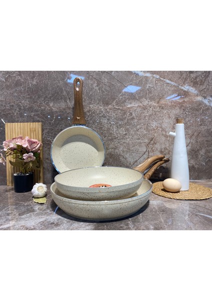 Granit 3 Parça Tava Set-Krem modelleri