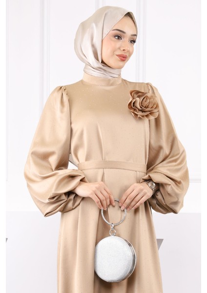 Vizon Balon Kol Taşlı Saten Abiye fırsatları