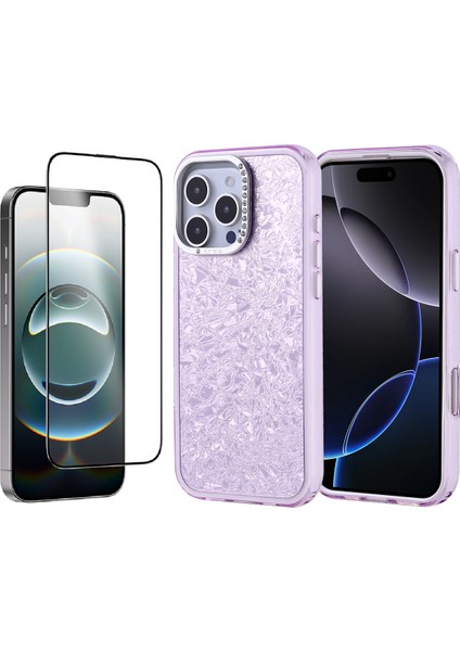 Apple iPhone 15 Pro Max Kılıf Taşlı Tasarımlı Zore Kapi Kapak + Temperli Cam Ekran Koruyucu
