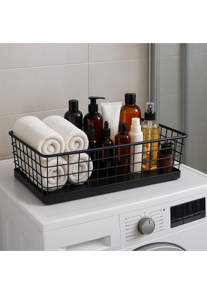 Siyah Metal Organizer Sepet 18x33 cm Fonksiyonel ve Şık Tasarım