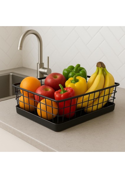 Siyah Metal Organizer Sepet 18x33 cm Fonksiyonel ve Şık Tasarım fiyatları