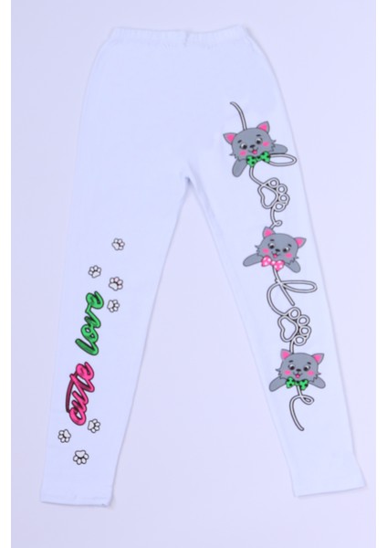Kız Çocuk Beyaz Tayt Karakter Baskılı B40 fiyatları