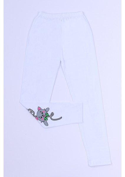 Kız Çocuk Beyaz Tayt Karakter Baskılı B40 modelleri