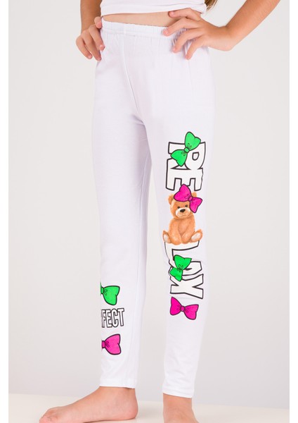 Kız Çocuk Beyaz Tayt Karakter Baskılı B40 fiyatları