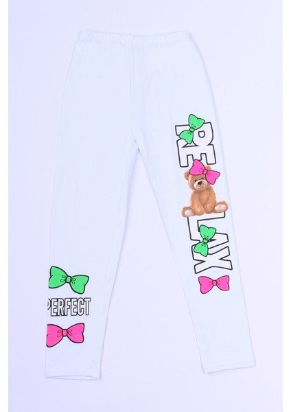 Kız Çocuk Beyaz Tayt Karakter Baskılı B40 modelleri