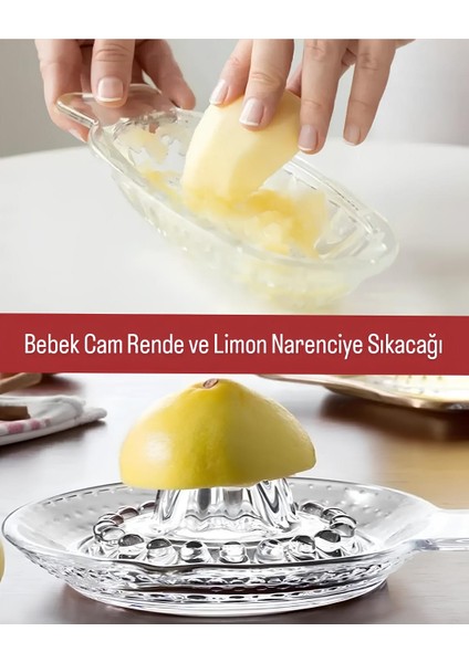 Bebekler Için Ek Gıda Limon ve Narenciye Sıkacağı ve Cam Elma Rendesi 2'li Set