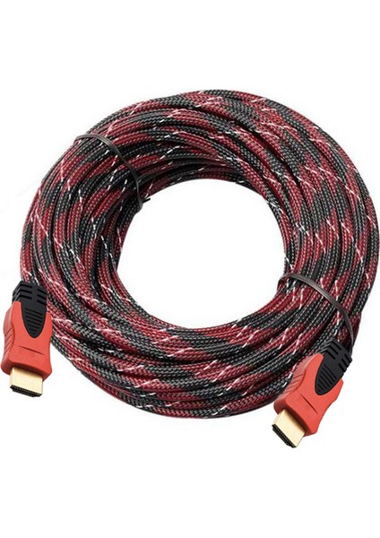 10 Metre Örgülü 1080P HDMI Kablo Tv Bilgisayar Uydu Projeksiyon Full Hd Görüntü Ses Aktarma Kablosu