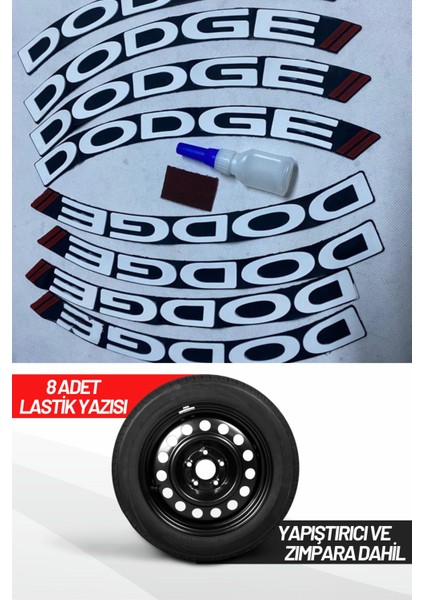Dodge Motosiklet ve Otomobil Araç 3D Oto Lastik Yazısı Sticker Arma 8 Adet Kırmızı Beyaz
