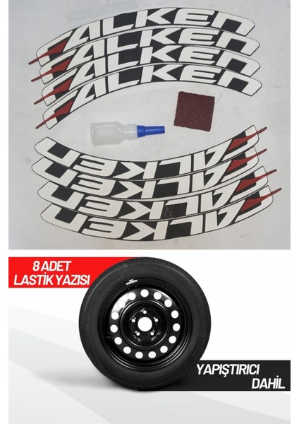 Falken Motosiklet ve Otomobil Araç 3D Oto Lastik Yazısı Sticker Arma 8 Adet