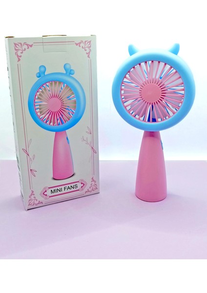 Şarj Edilebilir Işıklı Fanlı Kulaklı Vantilatör - Pembe