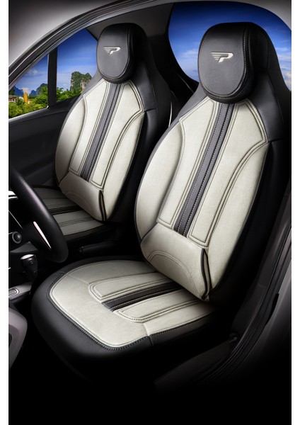 Panda S Serisi Kadife Kumaş Ortopedik Destekli Oto Koltuk Kılıfı - Ön Iki